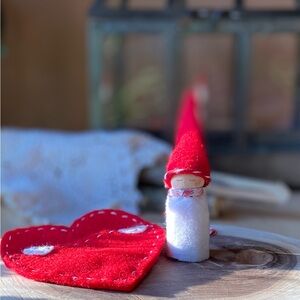 Charming Red and White Valentine Gnome Decoration